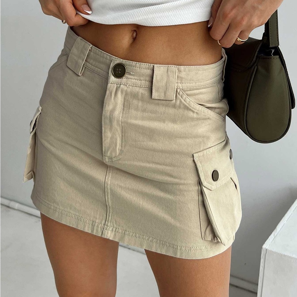 Princess Polly - Lydie Cargo Mini Skirt Beige
